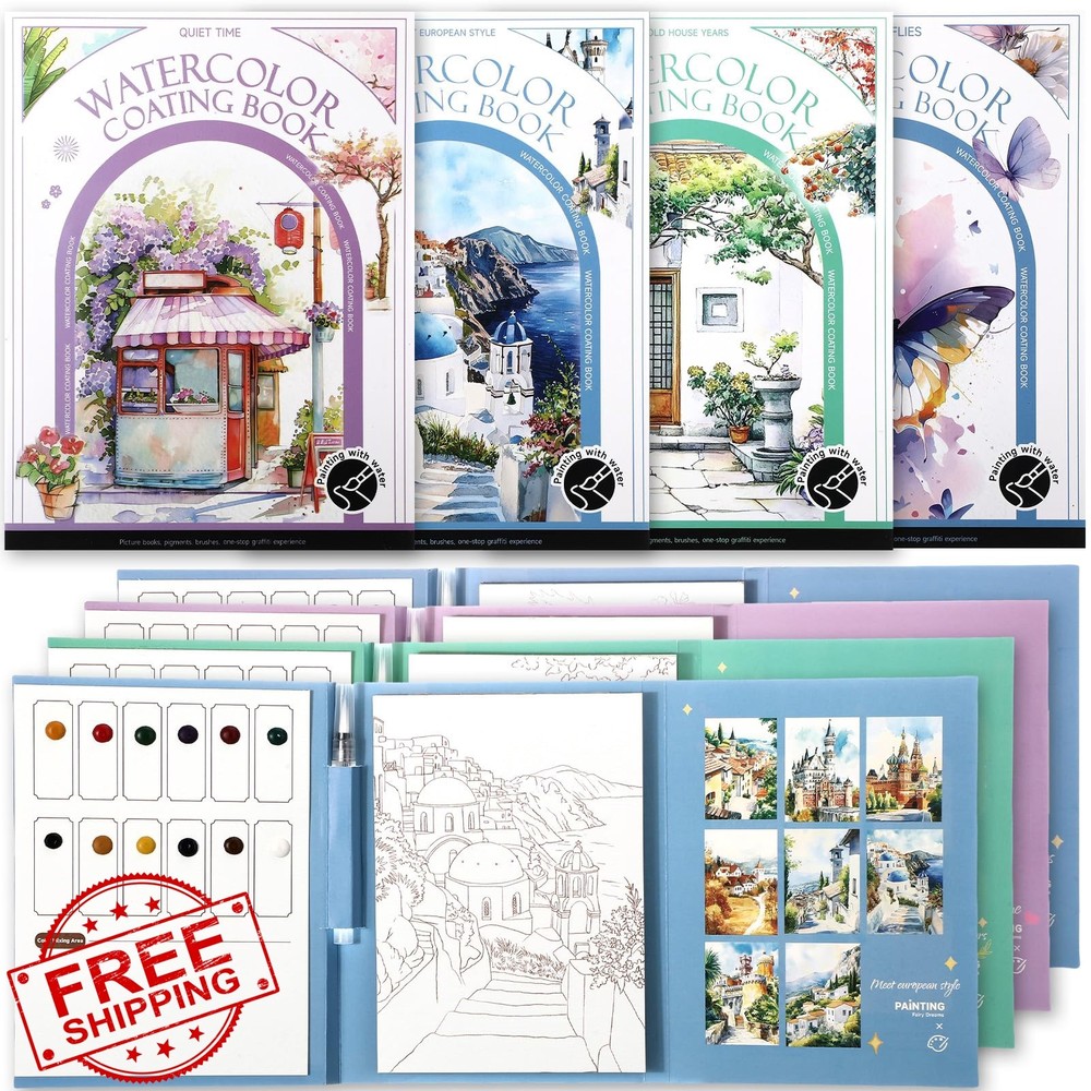 Dunzoom Watercolor Coloring Book 64 Sheets Butterflyandhouse