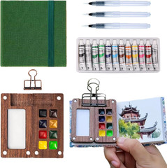 Mini Watercolor Paint Travel Set, Portable Pocket Size Water Color Painting Kit