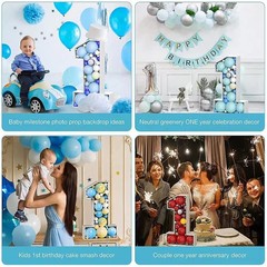 3FT Mosaic Balloon Frame Number 1 Light Up Numbers Pre-Cut Kit 1, 1