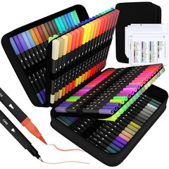 Art Supplier Dual Brush Markers Pens, 110 Artist Coloring Marker Set, Finelin…
