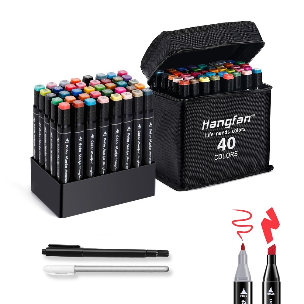 Art Markers, for Adult Coloring Books No Bleeding,40 Colors Dual Tip Alcohol …