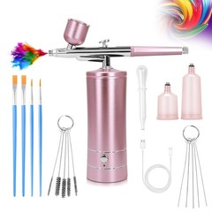 Airbrush Kit Wireless Air Compressor Nail Art Makeup Spray Gun Pink