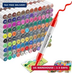 WELLOKB 80 Colors Dual Tip Acrylic Paint Markers, Fabric Markers, Brush Tip Perm