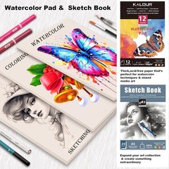 KALOUR 106 Coloring Sketching Kit Set – Art Supplies with Sketchbook & White
