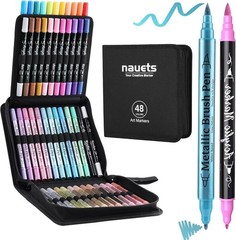 Artist-Grade 48 Pack Paint Markers – Non-Toxic Metallic & Acrylic Pens Included