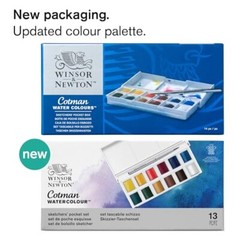 Cotman Watercolor Paint Set, Sketchers’ Pocket Set, 12 Half Pans w/ Brush