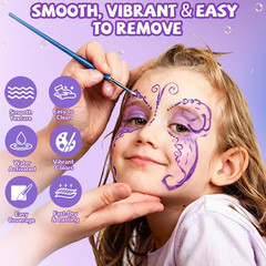 Face Painting Kit – 42 Colors Water Activated Face Paint Set, Easy Apply & Remov