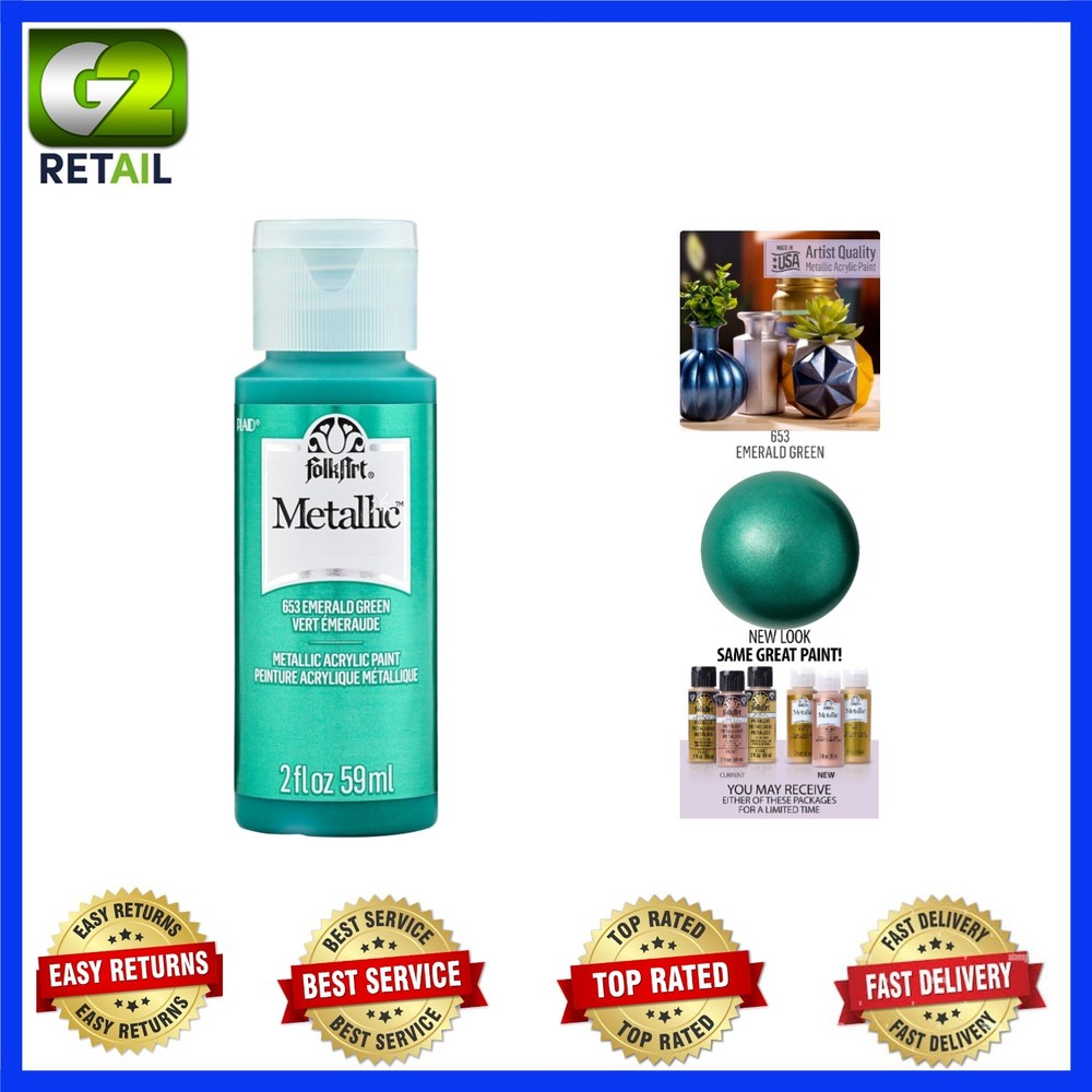 Shimmering Emerald Green 2 Ounce Metallic Acrylic Paint – Non-Toxic & Vibrant