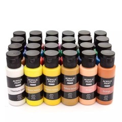 24 Colors 60ml Acrylic Paint Waterproof Set for Kids Beginner with Brush palette