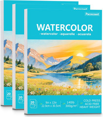 9″X12″ Watercolor Paper – Pack of 3 (60 Sheets), Bulk School Supplies for Kids,