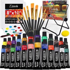 ESRICH 40PCS Acrylic Paint Set, Art Painting Supplies Kit with 24 Paints, 2 Canv