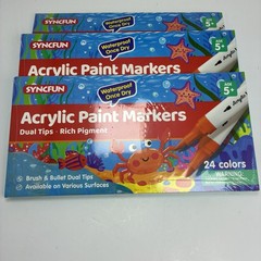 SYNCFUN Acrylic Paint Markers 24 Colors Dual Tip Waterproof Paint Pens 3 Pack