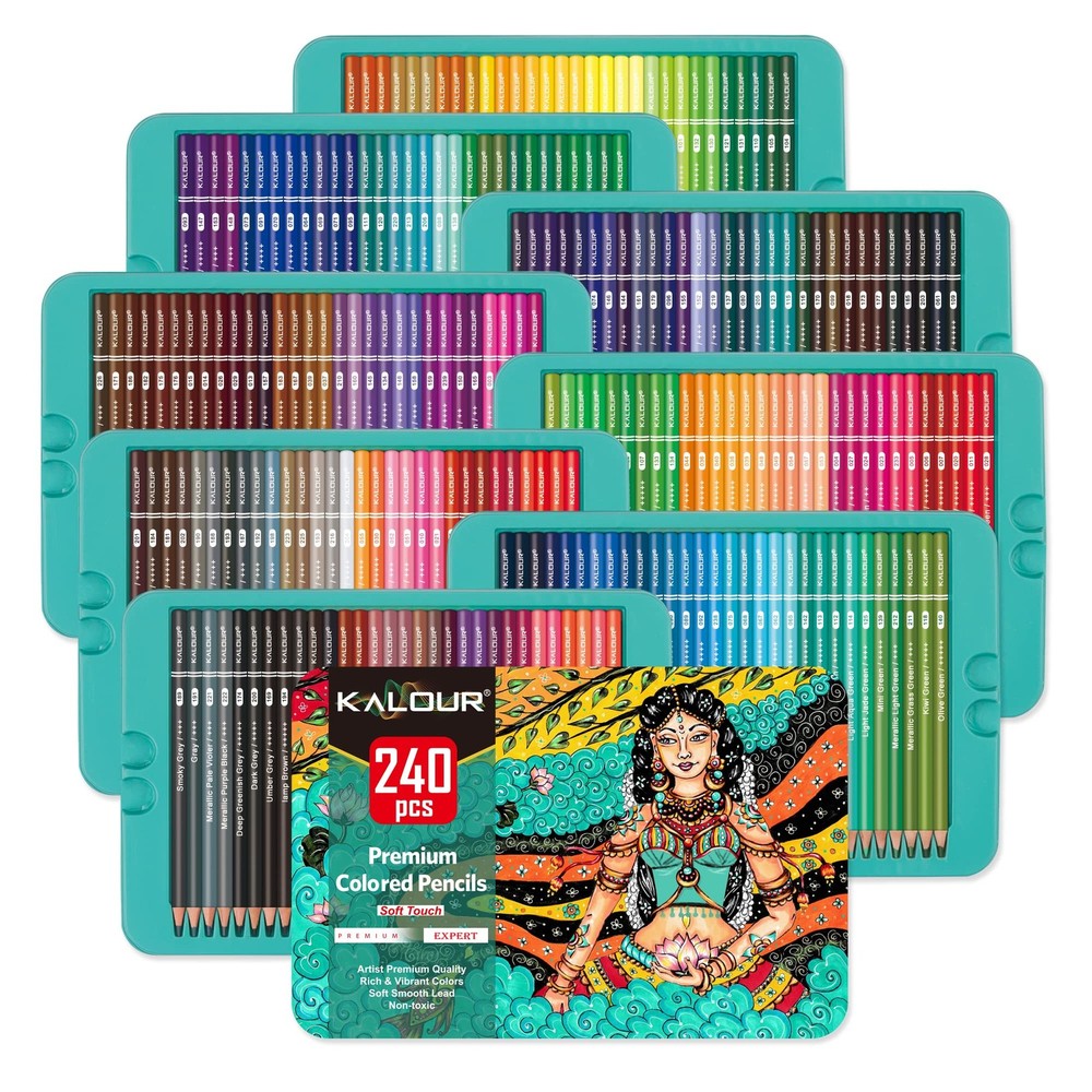 KALOUR Professional Colored Pencils,Set of 240 Colors,Artists Soft Core with Vib