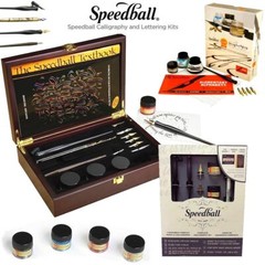 New! SPEEDBALL Calligraphy & Lettering Kit Pens Inks Textbook Art Craft Set Kits