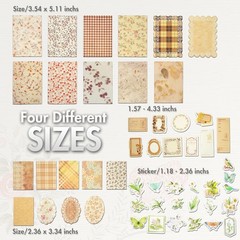 Vintage Floral Scrapbook Paper & Journaling Stickers (400pcs) Assorted Set – …