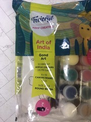 Fevicryl Art of India Gond Art Kit 12 Acrylic Colors Canvas Board 2 Brushes