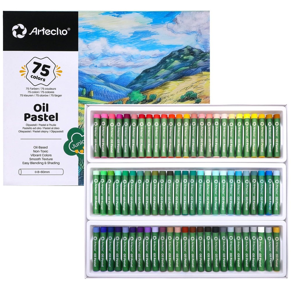 75 PCS Oil Pastels Set 8x60mm Soft Art Painting Drawing Blending Supplies
