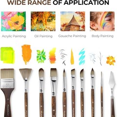 25pcs Professional Paint Brush Set 9 Shapes Palette Knife Canvas Roll