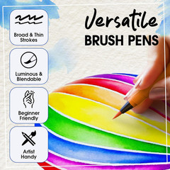 Watercolor Brush Pens for Lettering, Coloring, Calligraphy – Set of 28 Watercolo