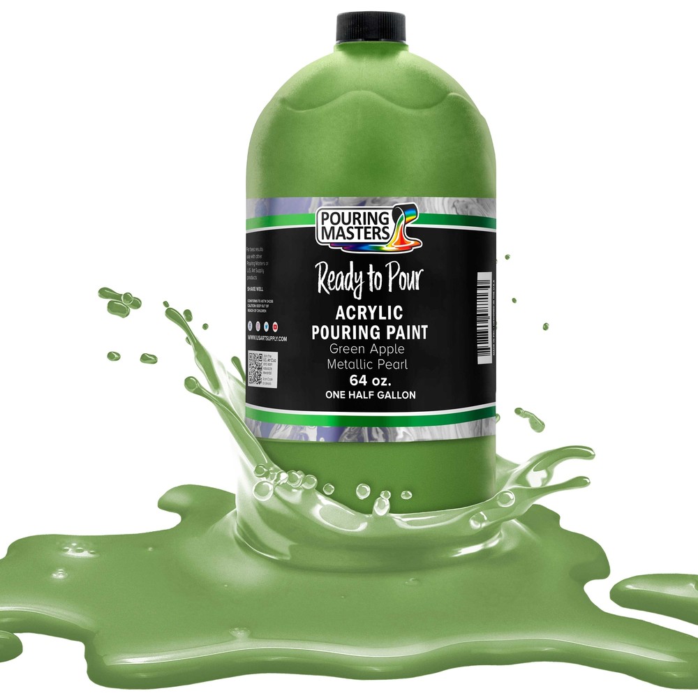 Pouring Masters Green Apple Metallic Pearl 64-Ounce Acrylic Pouring Paint