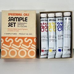 VTG Speedball Oils Artist Paints Hunt Mfg 5670 Sample Set Orig Box 4 Color Tubes