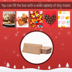 Kraft Pillow Boxes, 6.3×3.4×1.3 in, 25 Pack with Jute Twines, Kraft Gift Boxes,