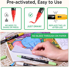 12 Dual-Tip Acrylic Paint Markers Pens – Acrylic Paint Pens with Brush and Dot T