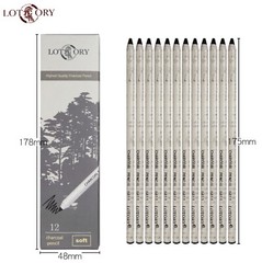 12Pcs Set Lotory Charcoal Pencil Black bold carbon core Peel and Sketch Charcoal