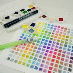 Portable 14 Colors Watercolor Paint Set with Brush and Palette for Artists
