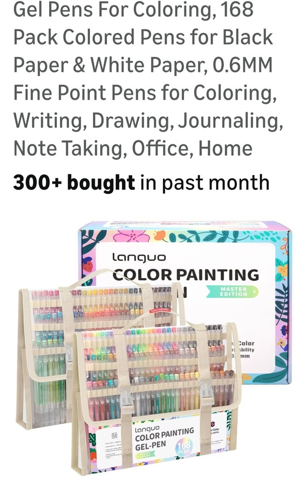 NEW Languo 168 PCS Gel Pens for Adult Coloring Books 162 Colors Gel Colored Pens