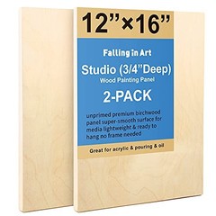 Falling in Art 12×16 Inch Birch Wood Panels 2 Pack Cradle Boards for Painting