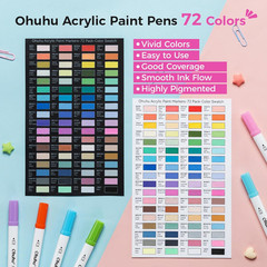 Acrylic Paint Markers Dual Tips: 72 Colors Brush & Fine Paint Pens High Opacity