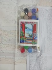 Paint By Number. Colorful door to the beach. shutters, flowers. 15 1/2 x 20 inch