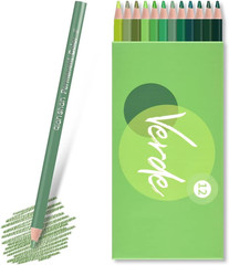 Qianshan 12 Green Colored Pencils Oil Based Pre-Sharpened Wooden Colored Pencil