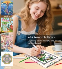 Coloring Books for Adults Relaxation Set of 3, Color by Number Adult Coloring…