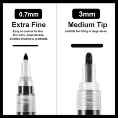 Black and White Acrylic Paint Pens, Acrylic Paint Markers 0.7 Mm Extra Fine, 3 M