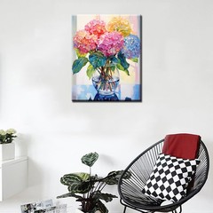 Hydrangea Flower In Glass Vase Diy Paint By Number Kit Wall Art Decoration