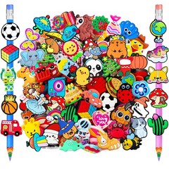 100 PCS Pencil Toppers Pen Straw Clips Bulk Charms Classroom Rewards Prizes
