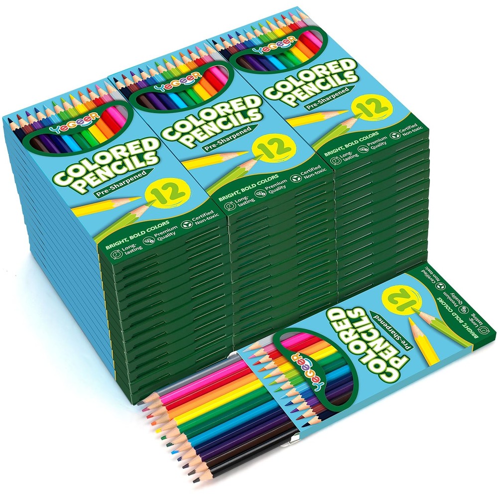 528 Count Colored Pencils Bulk, 12 Assorted Colors, 44 Packs Pre-sharpened Co…