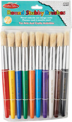 Creative Arts round Tip Paint Brushes, Short Stubby round Handle with Hog Bristl