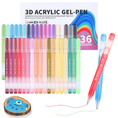 Kemyr 36 Vibrant Colors 3D Acrylic Gel Pens Plus Ink1Mm Bullet Tip Smooth Flow