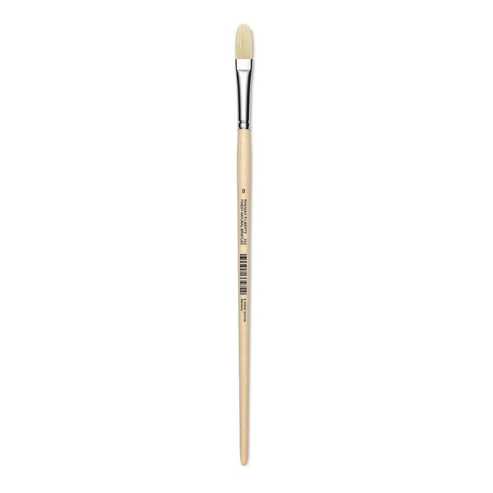 Utrecht Rhenish Pure Hog Bristle Brush – Filbert, Size 8, Long Handle White