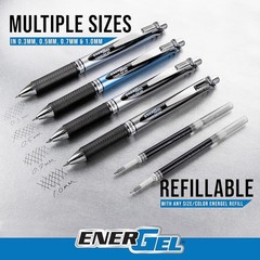 Effortless Writing with EnerGel RTX 0.7mm Retractable Black Gel Pens, Pack of 6