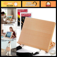 Portable Adjustable Beechwood Tabletop Easel with Paint & Sketch Papers, Masking