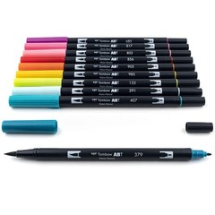 Tombow 56189 Dual Brush Pen Art Markers, Tropical, 10-Pack. Blendable, Brush and