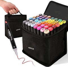 48Pieces Alcohol Based Colouring Pens with Carry Case Assorted Colours