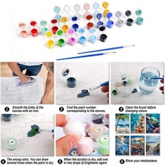 6 Pack Paint by Numbers Kits with Framed for 8×12 inches, 6PDKMT250707-US