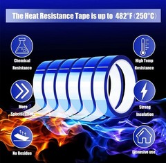 6 Rolls 20mm x33m108ft Blue Heat Tape High Temperature Heat Resistant Tape He…