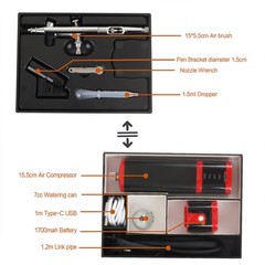 Cordless Portable Airbrush Kit with Holder and Replaceable Batteries for Art