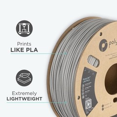 Polymaker Light Weight PLA 0.8kg, 114 – 1.75mm Grey (Hex Code: #94918d)